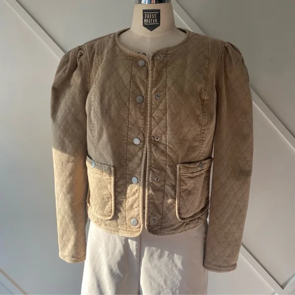Veronica Beard Camilla Quilted Jacket Tan - S - Picture 3 of 14
